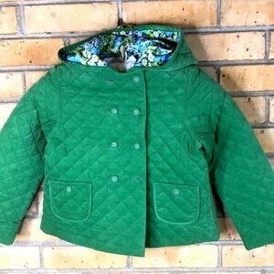 Janie and Jack green quilted short corduroy coat sz 6 girls